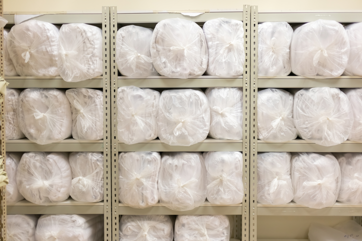 Linen Laundry Packaged On Shelves 1200X800
